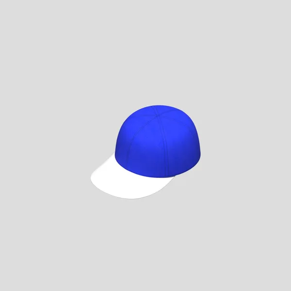 A picture of a blue and white baseball cap.